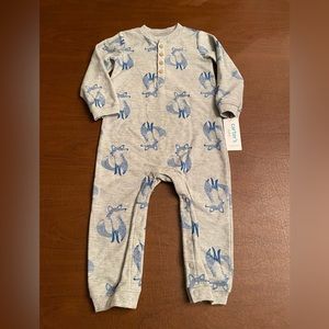 Carter’s Boys Jumpsuit - Gray with Blue Foxes - NEW
